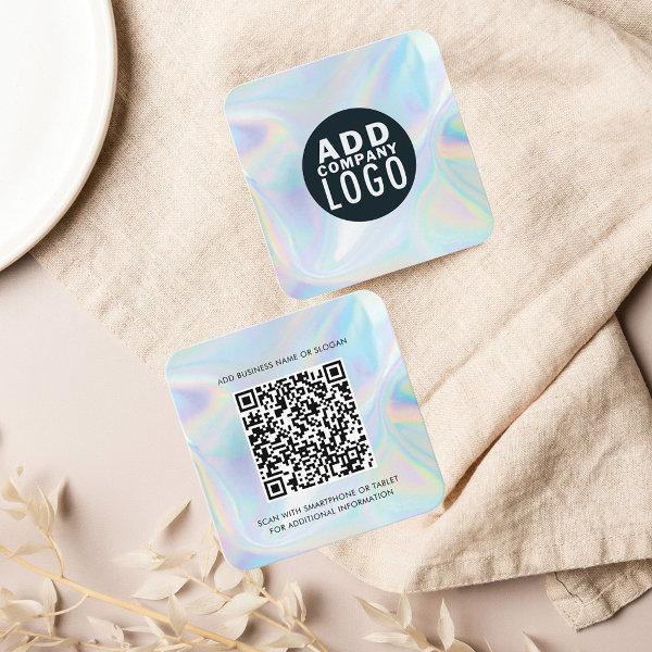 Company Logo and QR Code Holographic Square