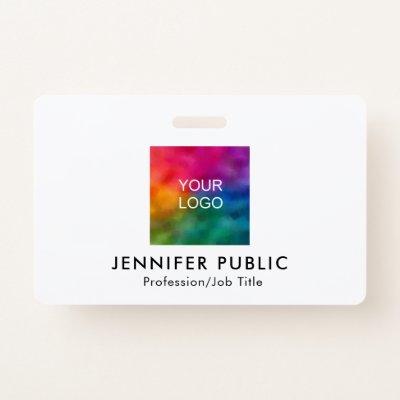 Company Logo Here QR Code Template Name And Title Badge