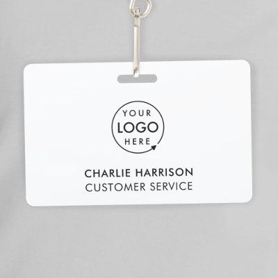 Company Logo ID Employee Staff Minimalist White Badge