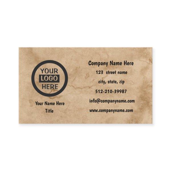 Company Logo & Information | Brown Background on