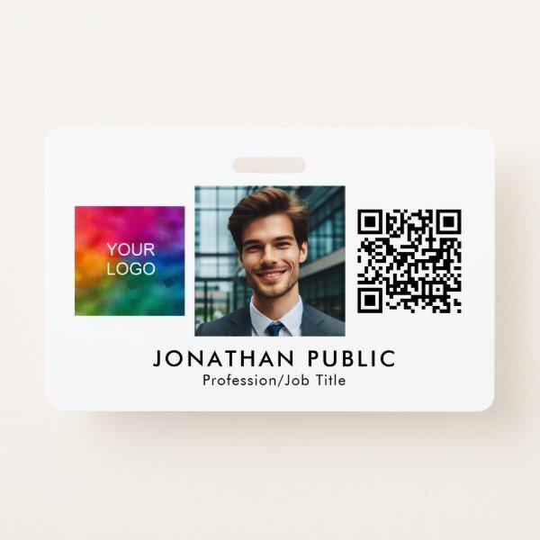Company Logo QR Code ID Card Employee Photo Badge