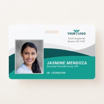 Company Logo Template Teal Employee Photo Name ID Badge