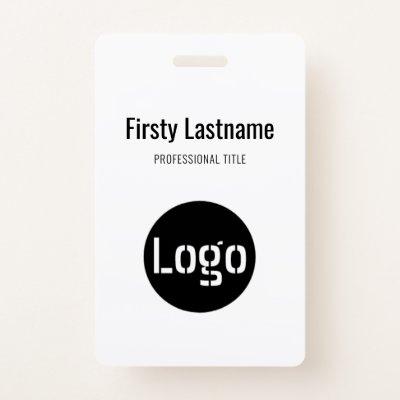 Company Logo with First and Last Names Bar Code Ba Badge