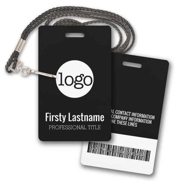 Company Logo with First and Last Names Bar Code Badge