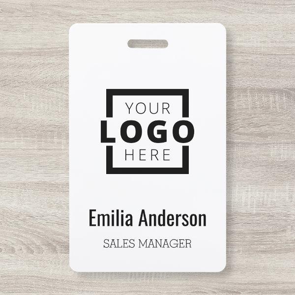 Company Logo with First and Last Names Bar Code Badge