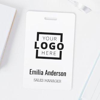 Company Logo with First and Last Names Bar Code Badge