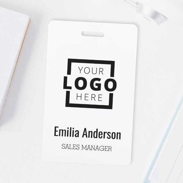 Company Logo with First and Last Names Bar Code Badge