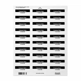 Company Name Phone Number Black and White Product  Label