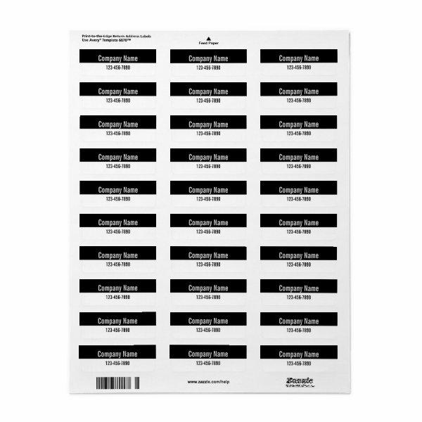 Company Name Phone Number Black and White Product  Label
