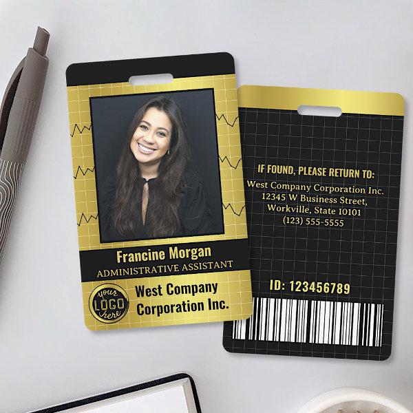 Company Office Employee Custom Photo Bar Code Logo Badge