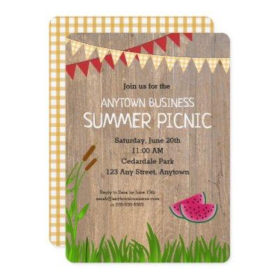 Company Summer Picnic Rustic Invitation