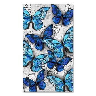 Composition of White and Blue Butterflies  Magnet