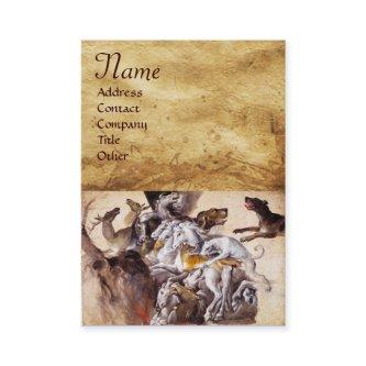 COMPOSITION WITH ANIMALS,REARING HORSES,DEERS,DOGS