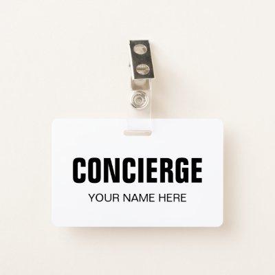 Concierge name badge with clip