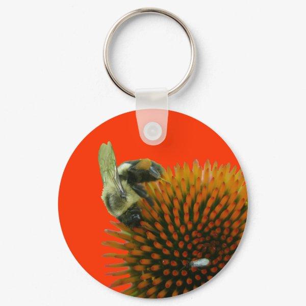 Coneflower & Eastern Carpenter Bee Items Keychain