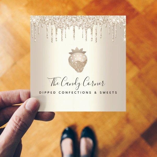 Confection Chocolate Strawberry Gold Glitter Drips Square