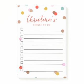 Confetti Dots Monogrammed Lined To-Do List Post-it Notes