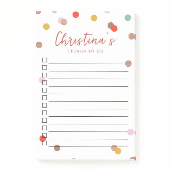 Confetti Dots Monogrammed Lined To-Do List Post-it Notes