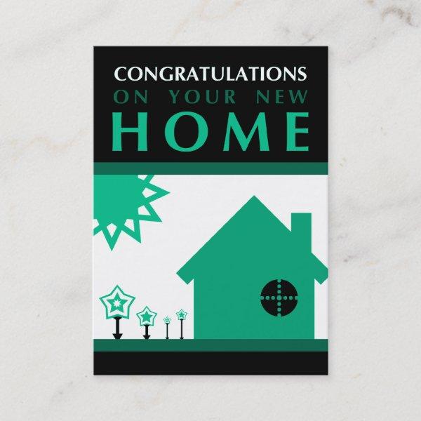 congratulations on your new home (green shapes) referral card