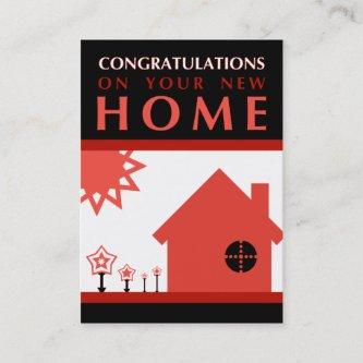 congratulations on your new home (red shapes) referral card