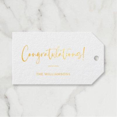 Congratulations Stylish Minimal Calligraphy Gold Foil Gift Tags