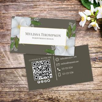 Connect With Me | QR Code Floral Foliage Magnolia
