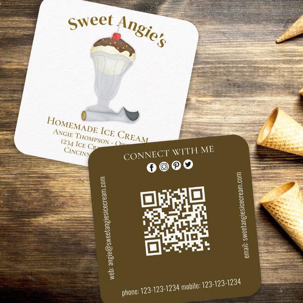 Connect With Me | QR Code Simple Bakery Ice Cream  Square