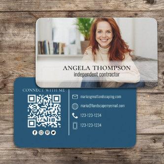 Connect With Me | QR Code Simple Blue Modern Photo