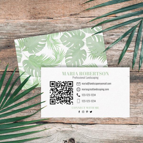 Connect with Me | QR Code Social Media Palm Leaves