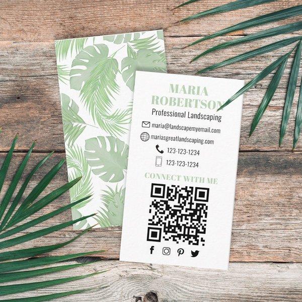 Connect with Me | QR Code Social Media Palm Leaves