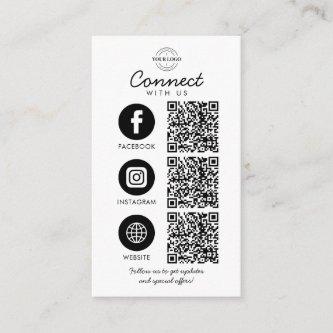 Connect with Us 3 QR Code Business Company Logo  Enclosure Card