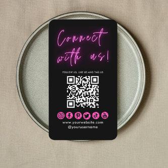 Connect With Us Black Pink QR Code Social Media