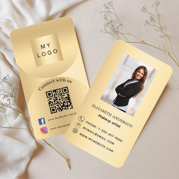 Connect with us gold photo Qr code social media