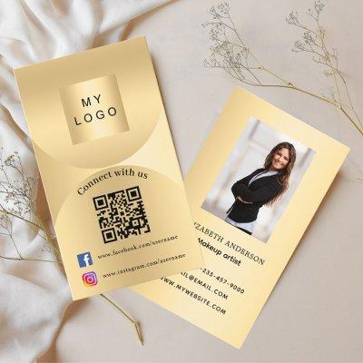 Connect with us gold photo Qr social media premium