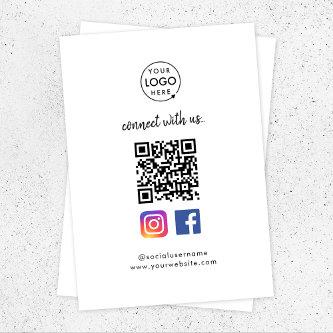 Connect with us Instagram Facebook Social Media QR Enclosure Card