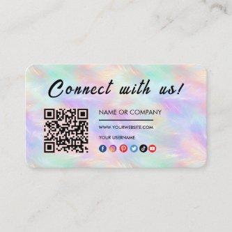Connect with us Logo Qr Code Iridescent Stylish