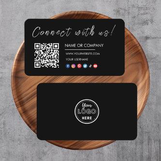 Connect with us Logo Qr Code Social Media Black