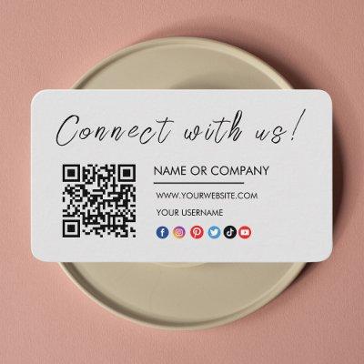 Connect with us Logo Qr Code Social Media Grey