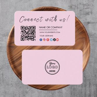 Connect with us Logo Qr Code Social Media Pink