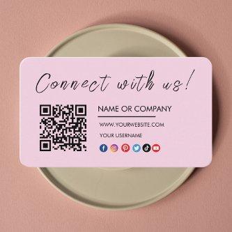 Connect with us Logo Qr Code Social Media Pink