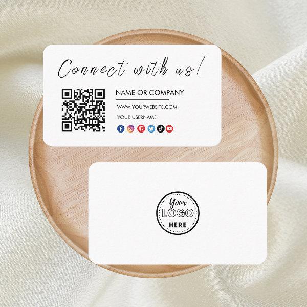 Connect with us Logo Qr Code Social Media White