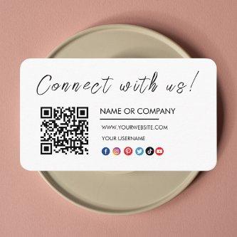 Connect with us Logo Qr Code Social Media White