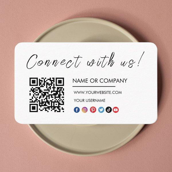 Connect with us Logo Qr Code Social Media White