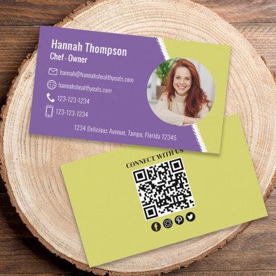 Connect With Us | Modern Photo QR Code Purple Lime