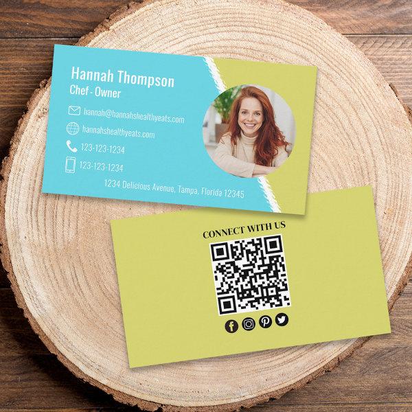 Connect With Us | Modern Photo QR Code Teal