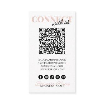 Connect with Us QR Code Modern Pink Script Company Enclosure Card