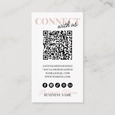Connect with Us QR Code Modern Pink Script Company Enclosure Card