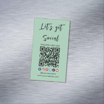 Connect With Us Qr Code Professional Trendy Green  Magnet
