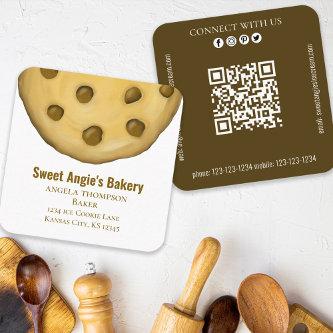 Connect With Us | QR Code Simple Bakery Cookie  Square