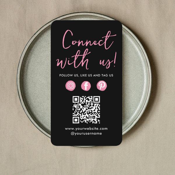 Connect With Us QR Code Social Media Logo Pink